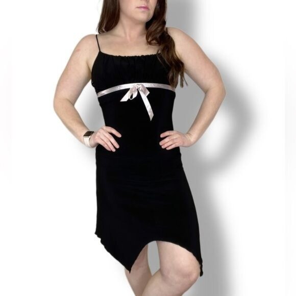 Vintage Dresses & Skirts - Vintage Y2K Black and White Fairy Asymmetrical Hem Party Dress